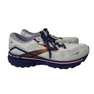 Brooks Ghost 15 Running Shoes Spa Blue Neo Pink Copper US Women 8.5 M